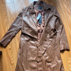 Brown Vegan leather trench